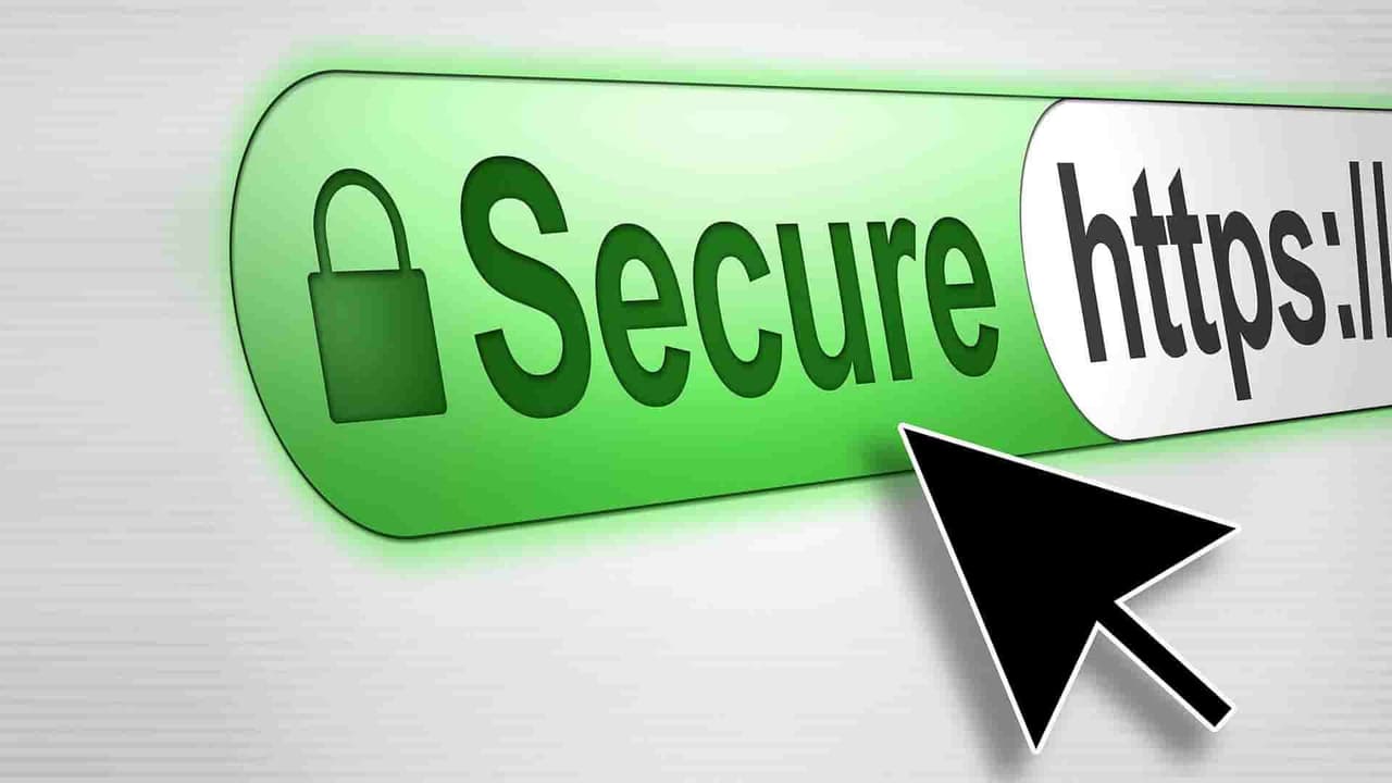 Green secure HTTPS padlock icon in a browser address bar