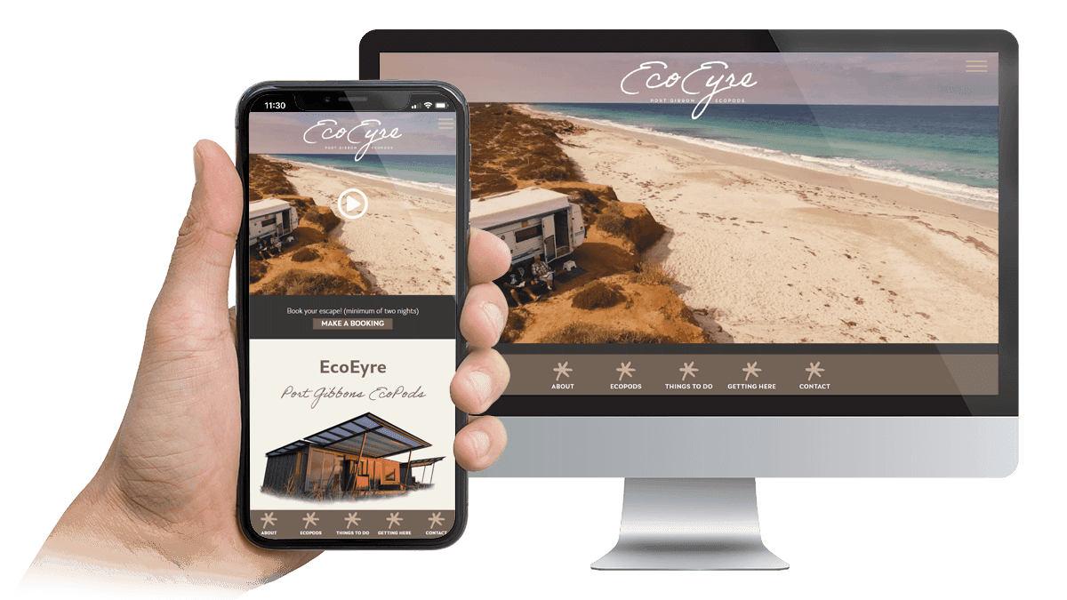 EcoEyre website displayed on a desktop monitor and smartphone