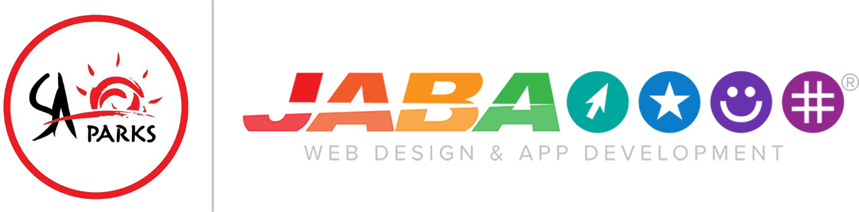 SA Parks logo alongside the JABA Web Design & App Development logo