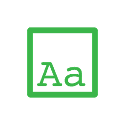 Text formatting icon, a green letter A and a lowercase a in a square outline