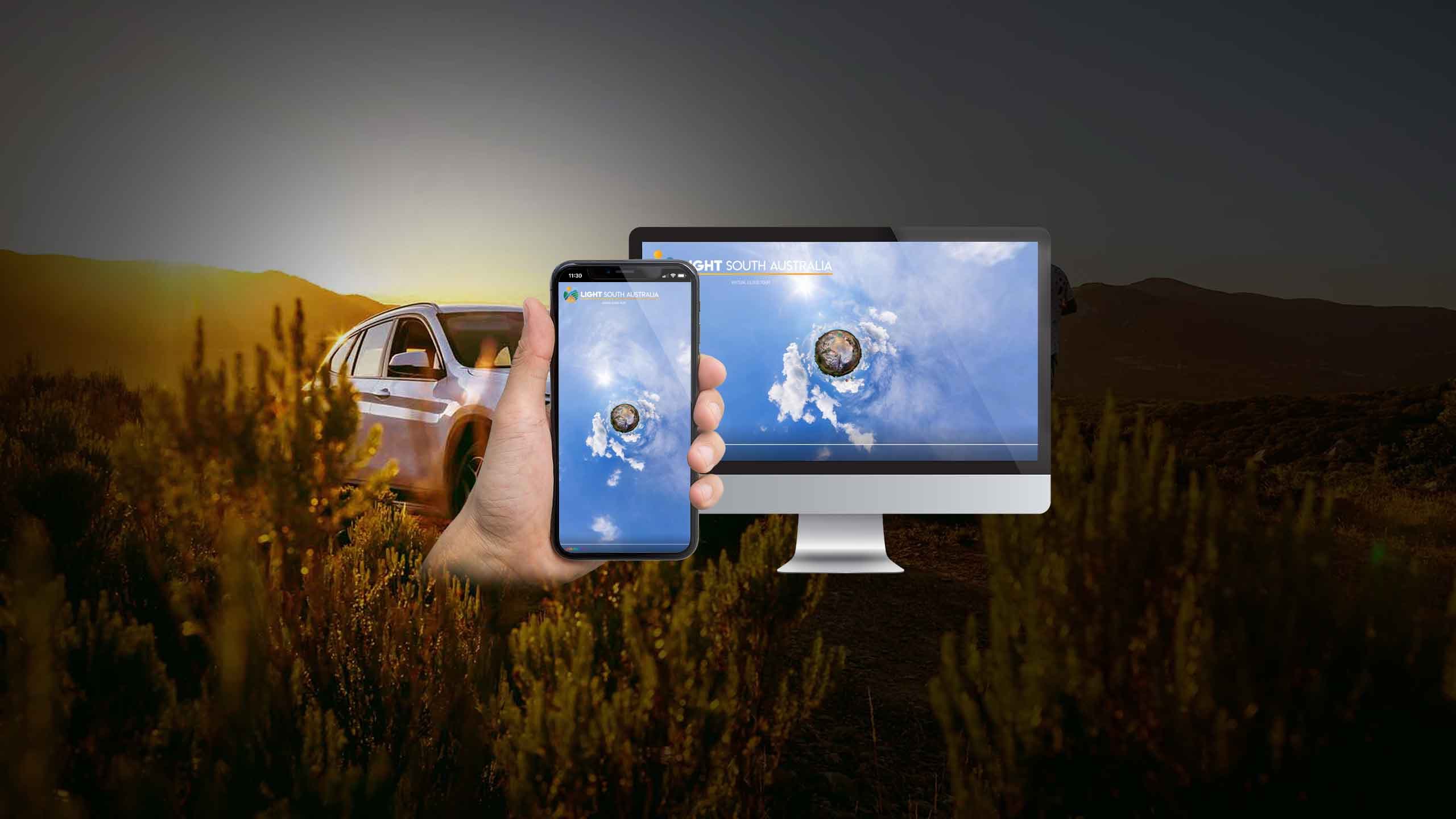 Light South Australia virtual tour page displayed on a desktop monitor and smartphone