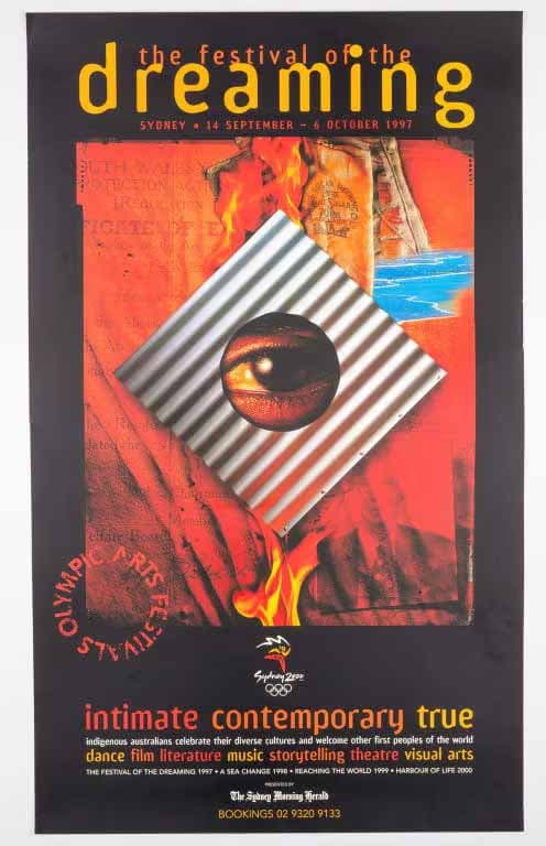 Festival of the Dreaming 1997 Sydney event poster, the first website JABA's founder built in 1995