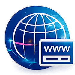 Globe and www icon representing domain name management