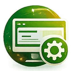 Website and settings gear icon representing website management support