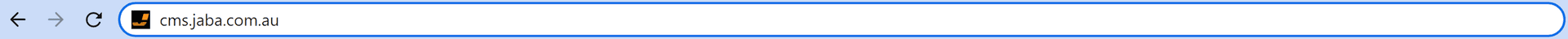 Browser address bar showing the cms.jaba.com.au CMS login URL